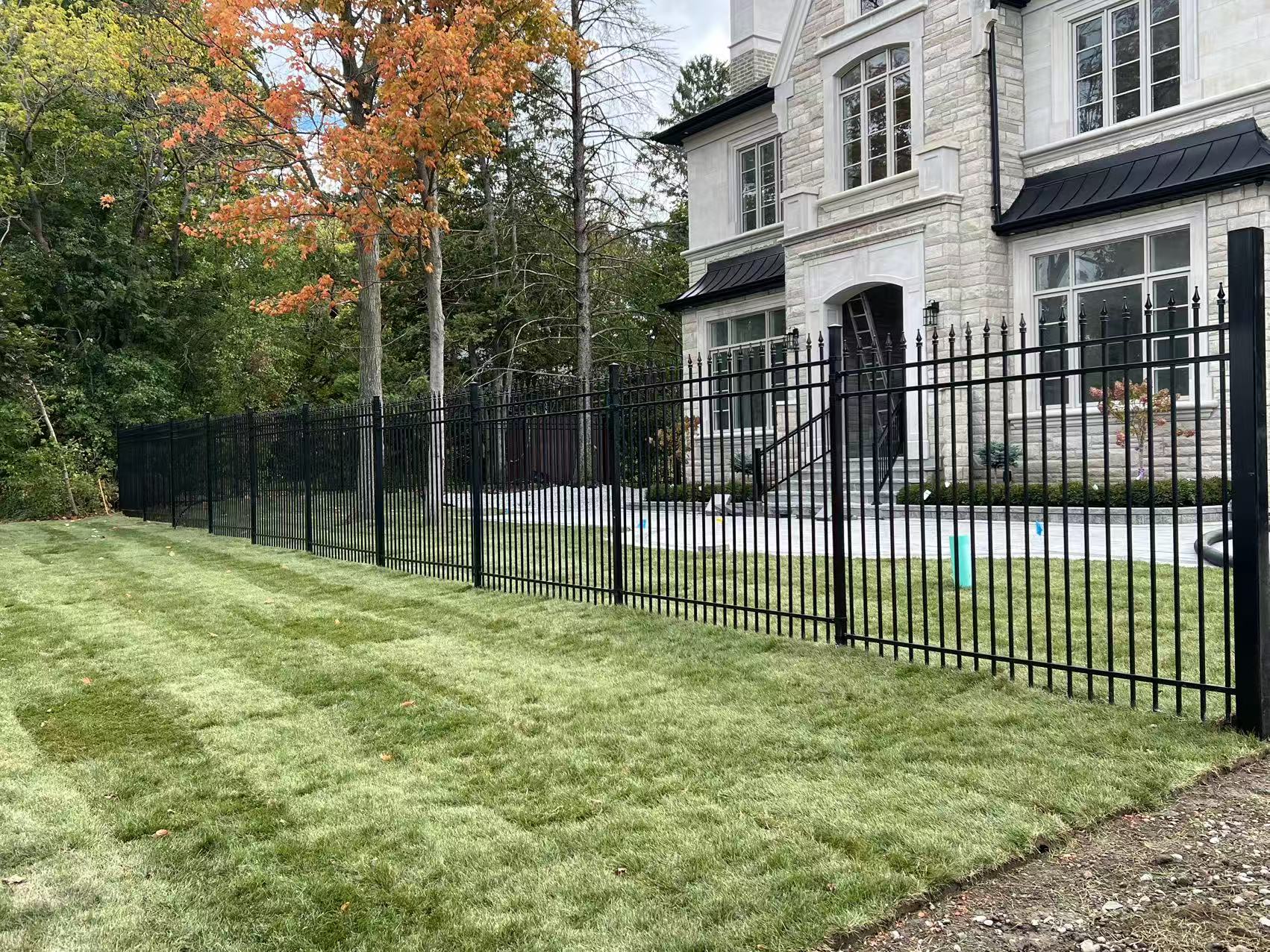 Custom black steel fence