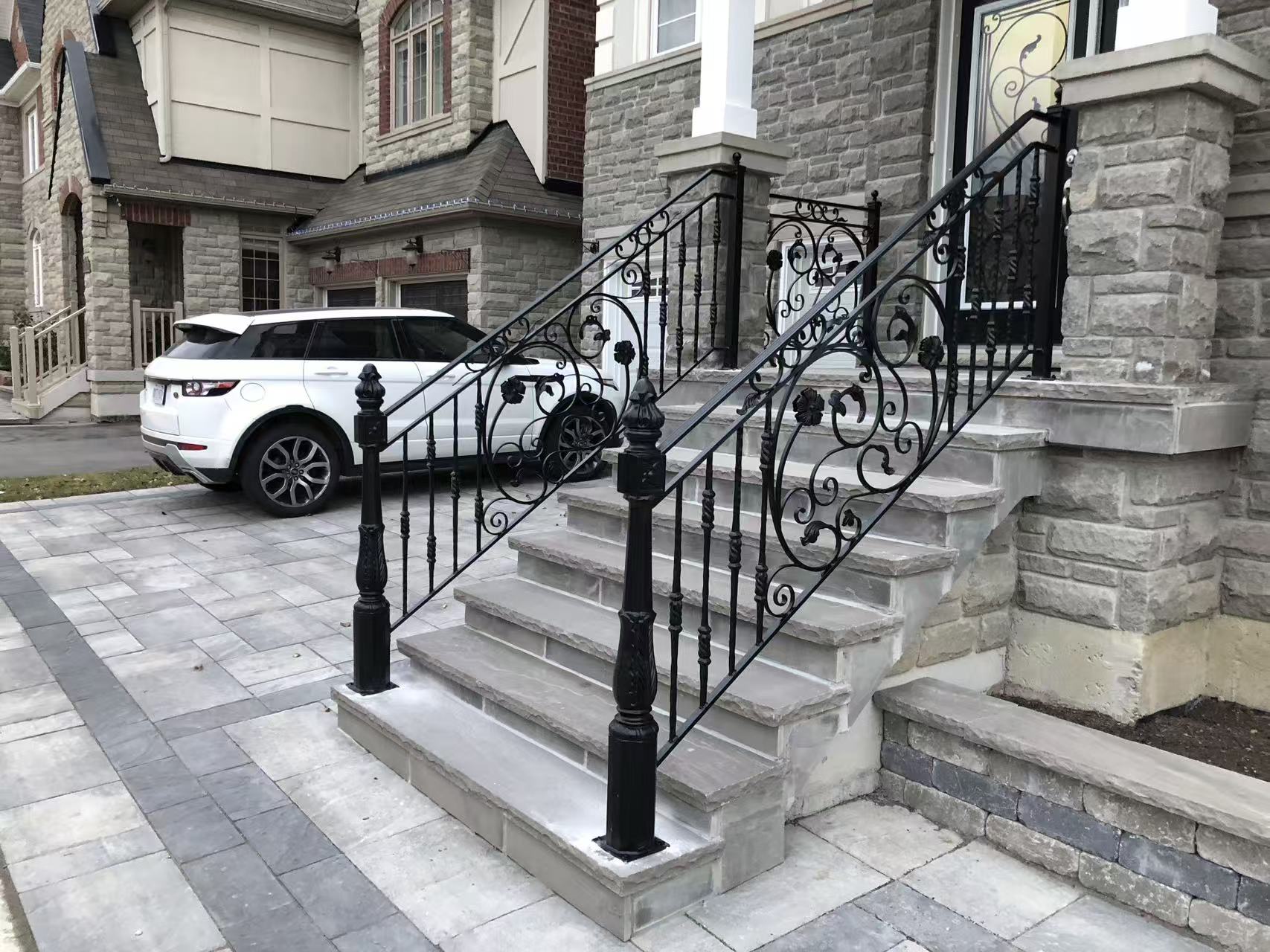 Decorative exterior stair railings